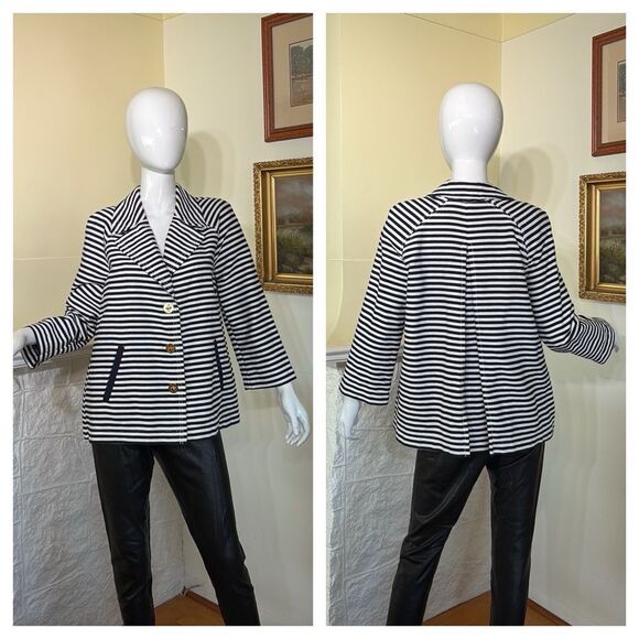 Tommy Hilfiger Navy Blue / White Striped Nautical Jacket - Picture 1 of 11